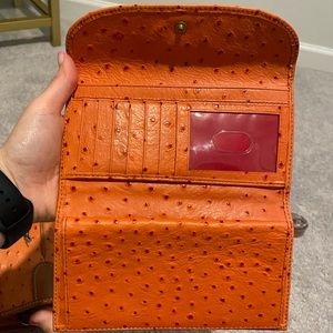 Orange ostrich Dooney and Bourke wallet